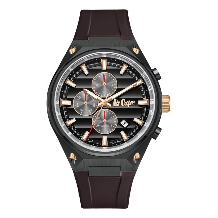 Montre - Lee Cooper - LC08063.061 - Cadran noir - Bracelet en résine - Analogique