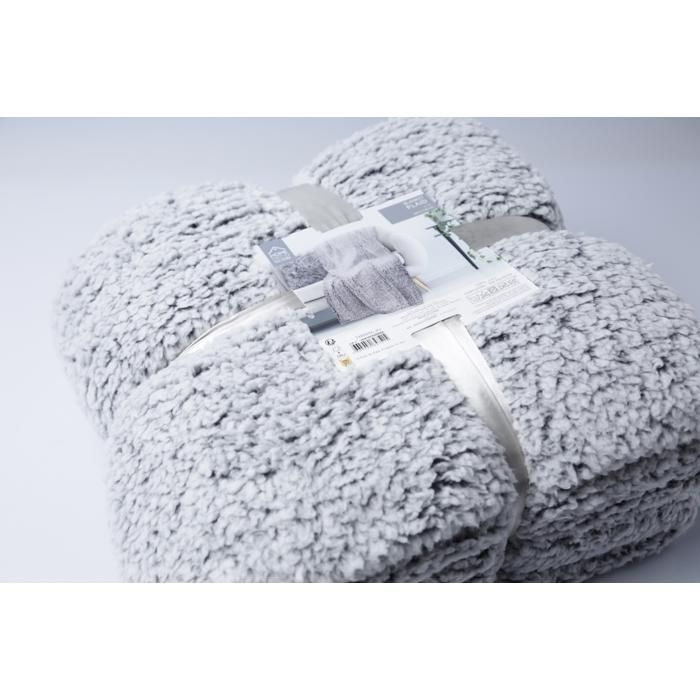 Plaid - TX8009A - Sherpa - Gris - 180x220cm - Doux et Confortable