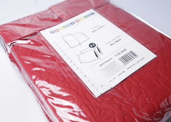 3 Pièces Couette Ultrasonique 100% Poly 240x220cm – Rose/Rouge
