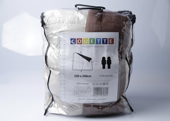 Couette Réversible Microfibre 100% Poly 220x240cm Taupe/Marron
