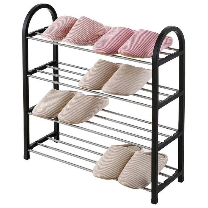 Étagère à Chaussures 4 Niveaux - Organisateur Pratique et Facile à Monter - Noir