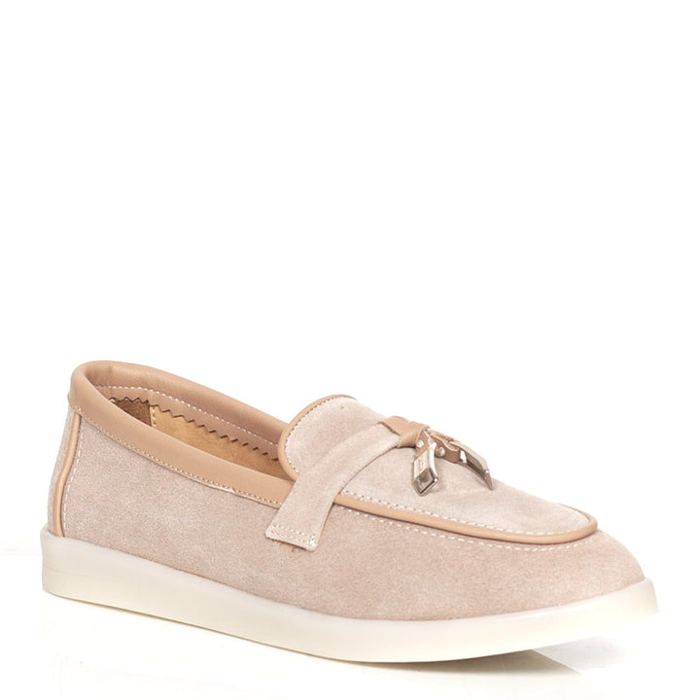 Mocassin - OLGA - Écarlate - Beige - Velours - Confort exceptionnel - Design moderne