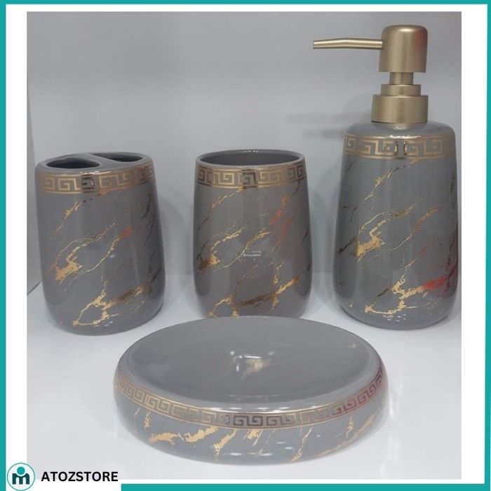 set 4 Pcs d'accessoires de salle de bain , Gris