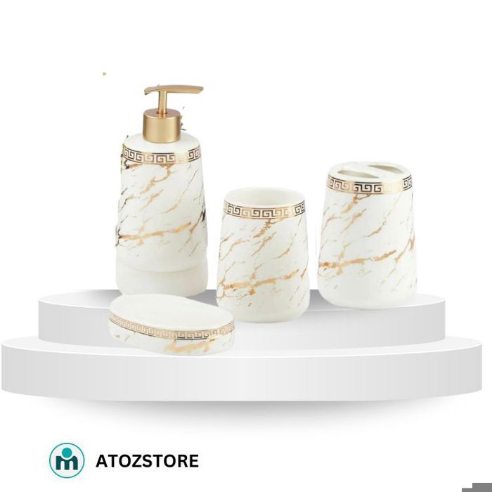 set 4 Pcs d'accessoires de salle de bain , Blanc