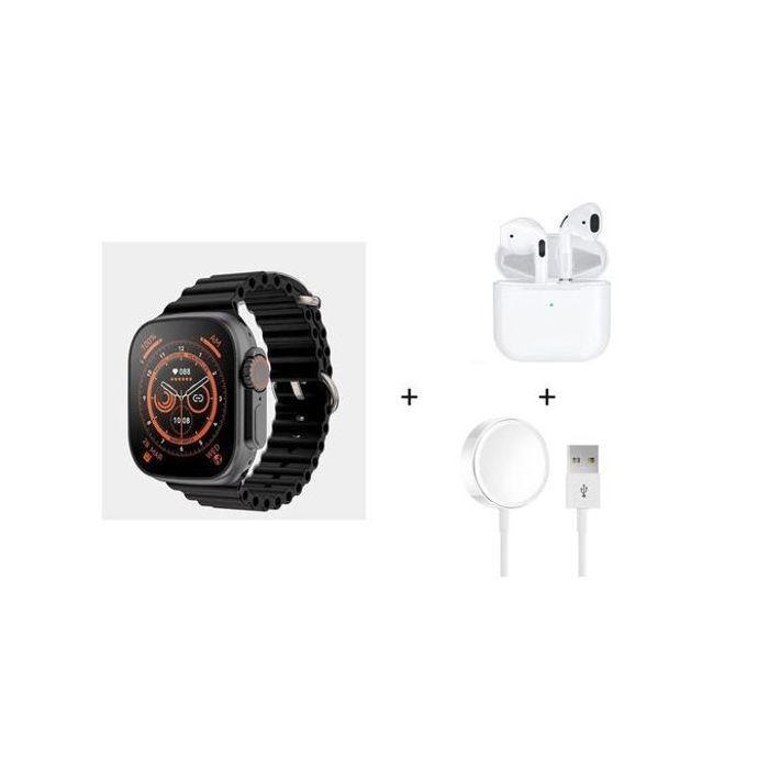 Pack Smartwatch 8 Ultra avec Écouteurs Bluetooth Pro 4 et Bracelet Gratuit