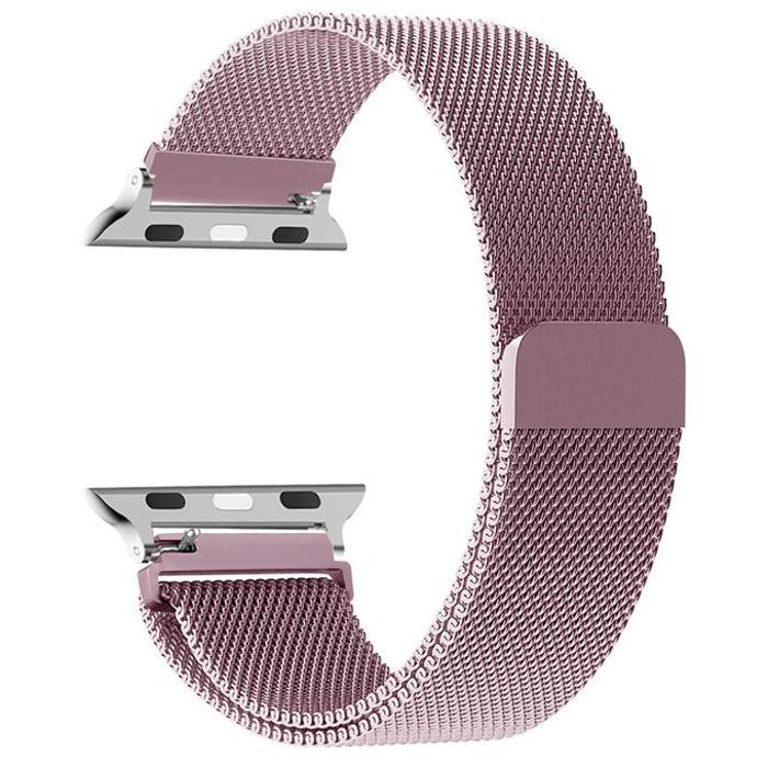 Bracelet Magnétique Boucle Milanaise Rose pour Apple Watch - Acier Inoxydable - 42/44/45/49 mm