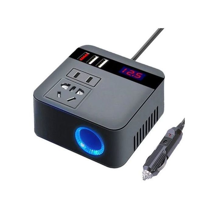 Onduleur de voiture - GENERIC - 150W - 12V/24V vers 220V - LED - Charge rapide USB QC 3.0