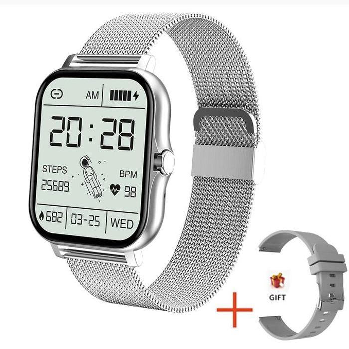 Montre Connectée Lige - Sport, Écran Tactile, 2 Bracelets Gris