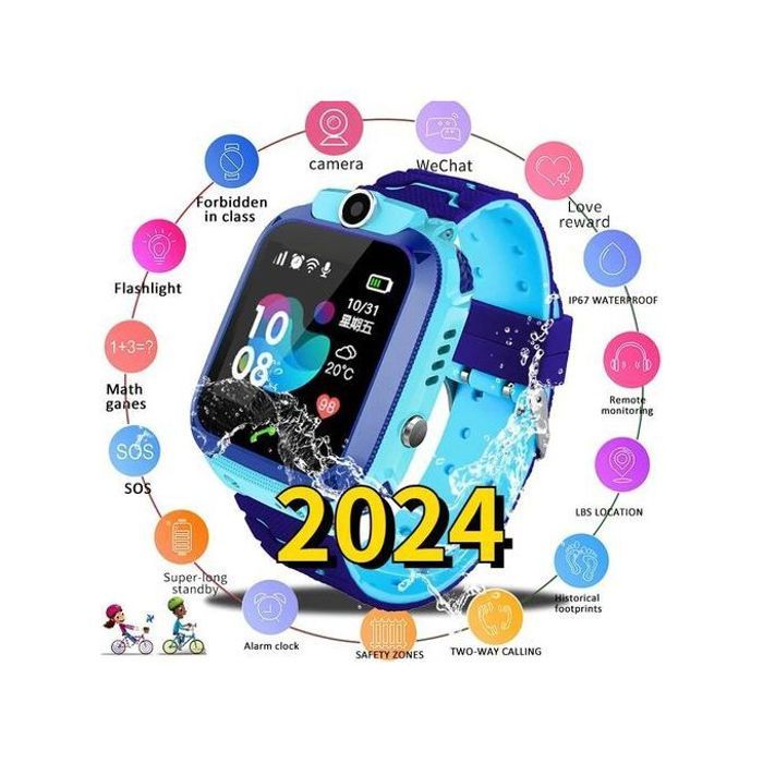 Montre Connectée Q12 pour Enfants - GPS, Étanche, Appel Téléphonique 2G