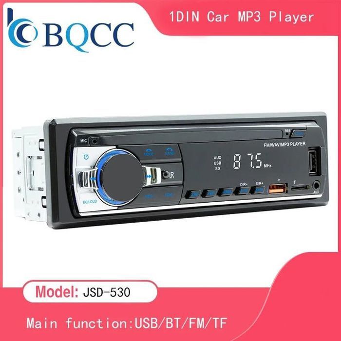 Autoradio Stéréo Numérique Bluetooth JSD-520 avec Lecteur MP3, FM et Sortie Audio RCA - Noir