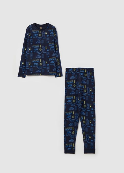 Pyjama en coton bio à motif imprimé numérique