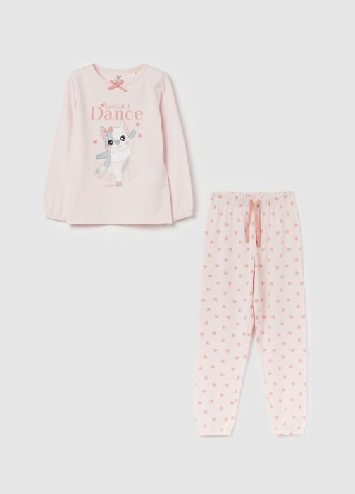 Pyjama en coton bio imprimé chiot fille