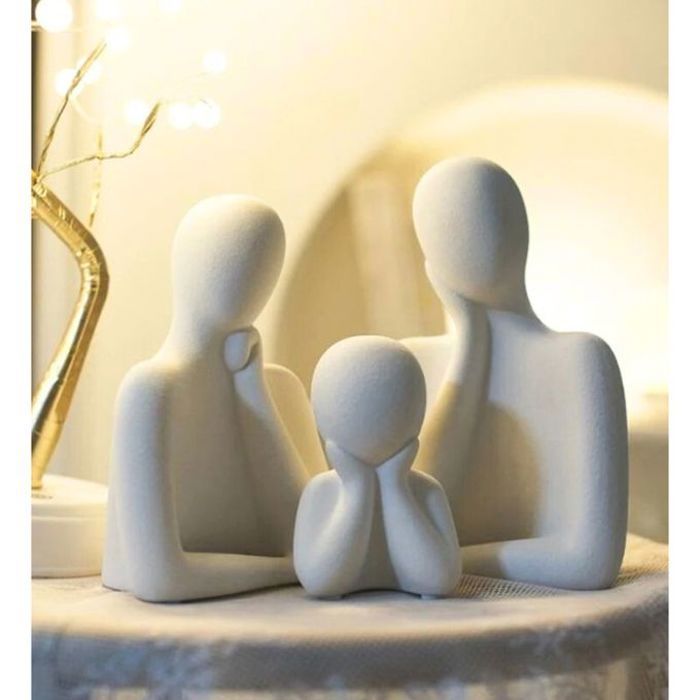 Figurines - Abstract Ceramics - Happy Family Set - Résine BT blanche - Décoration intérieure - 3 pièces