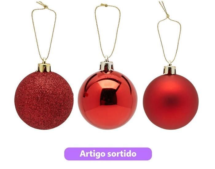 boule de Noël en plastique Rouge 6 cm modèles assortis-Modèle Aléatoire