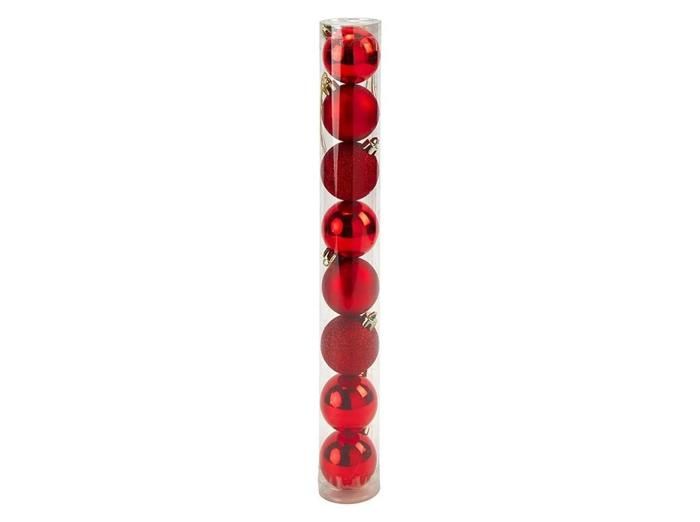 tube 8 boules plastique actuel rouge 5cm