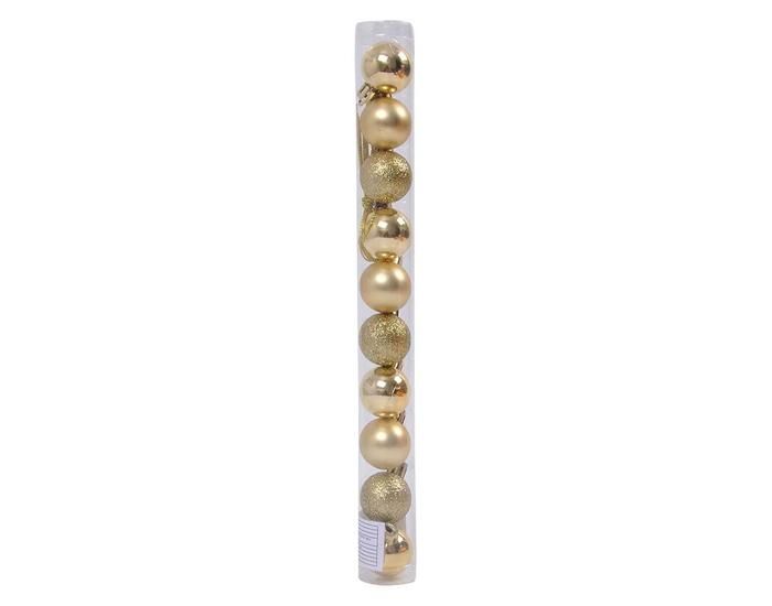 Tube de 10 boules plastiques Actuel — dorées 3 cm