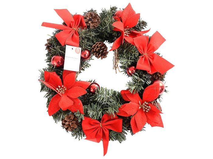 couronne avec poisentias actuels 30cm