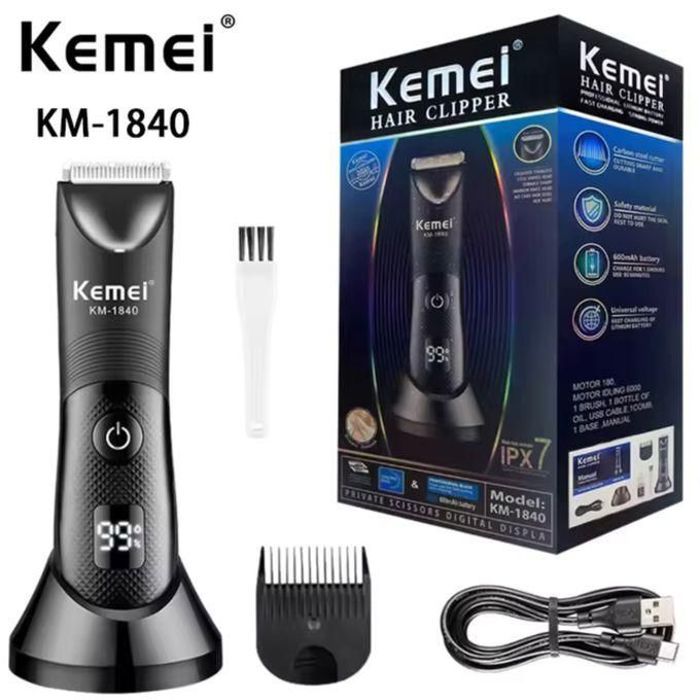 Tondeuse à Cheveux - KEMEI - KM-1840 - Rechargeable - Autonomie 90 min - Tête lavable