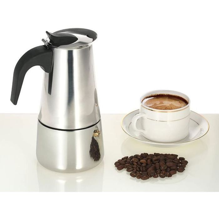 Cafetière italienne en acier inoxydable - 4 tasses - Pour un espresso authentique