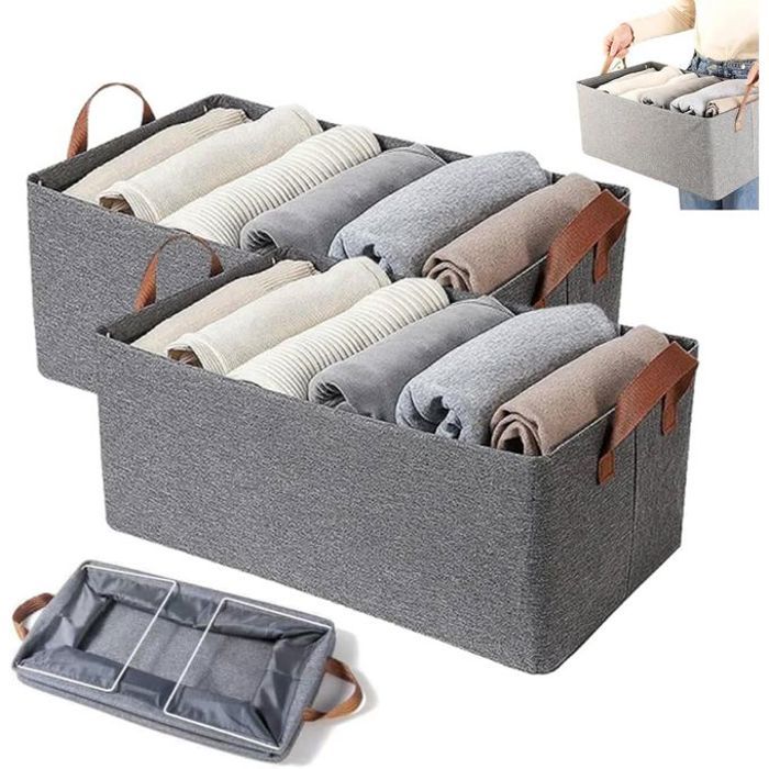 Boîtes de Rangement Pliables - GENERIC - Lot de 2 - Tissu Non Tissé - Poignées Intégrées - Durables