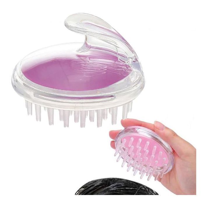 Brosse à Shampoing pour Massage du Cuir Chevelu en Silicone Amovible - Violet