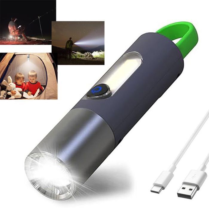 Lampe de poche puissante LED rechargeable par USB