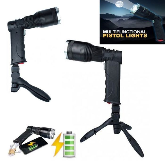 Lampe de poche puissante LED rechargeable par USB.