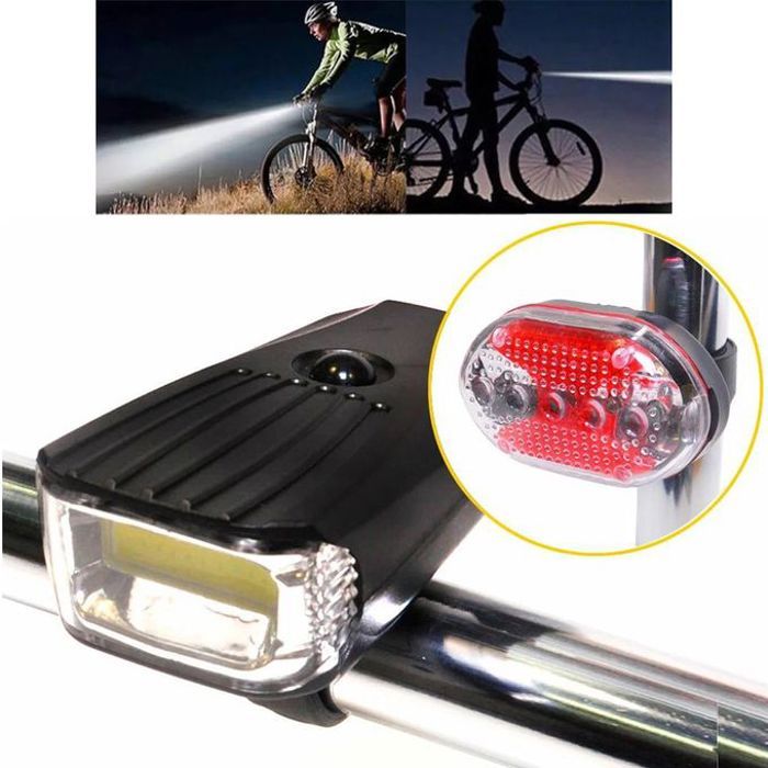 Lampe avant et arrière LED pour vélo avec accessoires de fixation