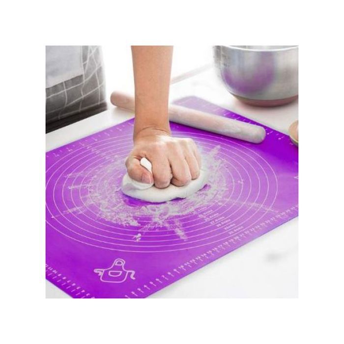 Tapis de Cuisson en Silicone avec Guide de Mesure – Tapis de Pétrissage pour Pâtisserie et Cuisine (COULEUR ALÉATOIRE)