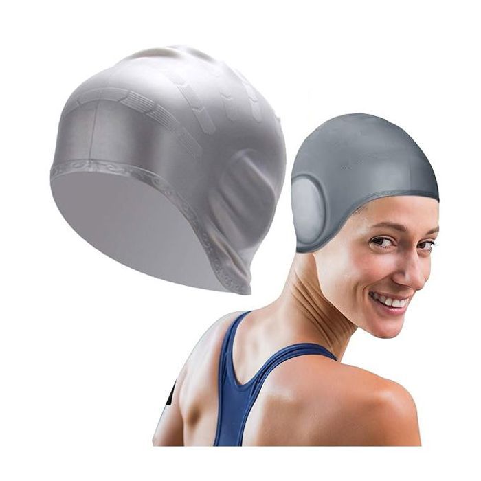 Bonnet de bain unisexe en silicone imperméable pour piscine et plongée, Couleur aliatoire
