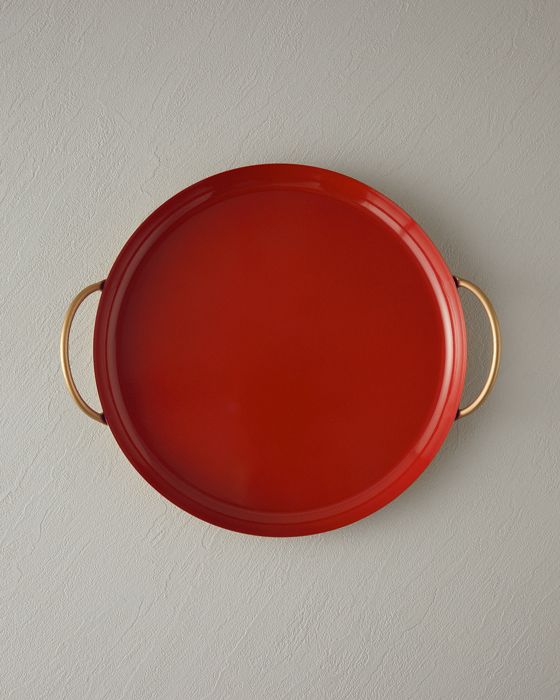 Plateau Décoratif en Métal Aloha, coloris Orange, dimensions 30,5 x 26,5 x 5,5 cm
