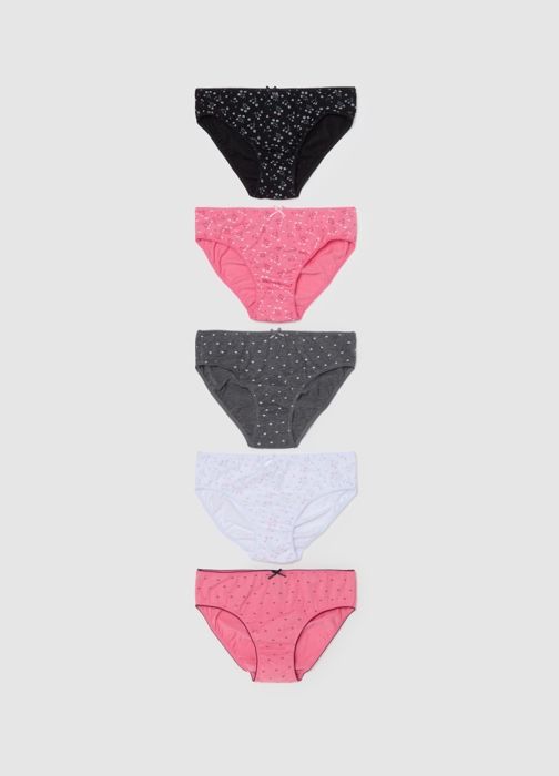 Lot de cinq culottes en coton bio avec nœud