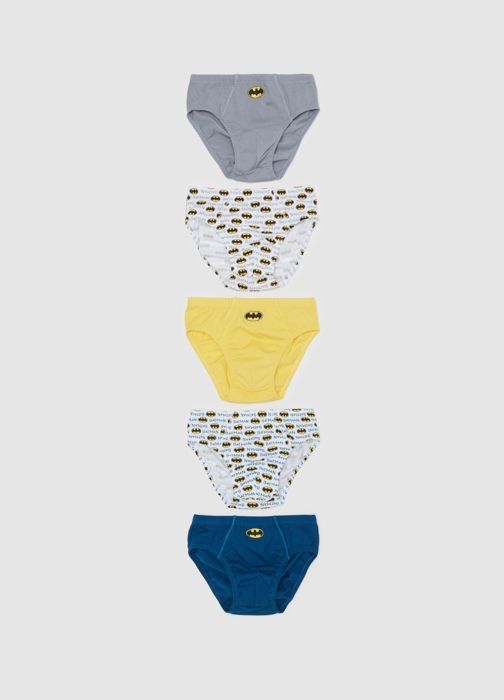 Culottes en coton biologique - OVS KIDS - Lot de 5 - Imprimé Batman - Jaune/gris - Pour enfants