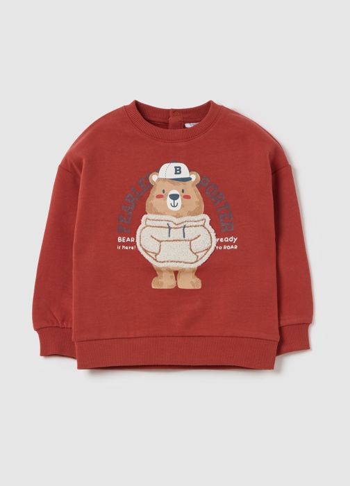 Sweat-shirt en coton bio imprimé ours en peluche