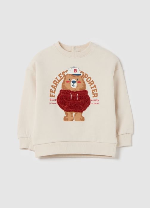 Sweat-shirt en coton bio imprimé ours en peluche