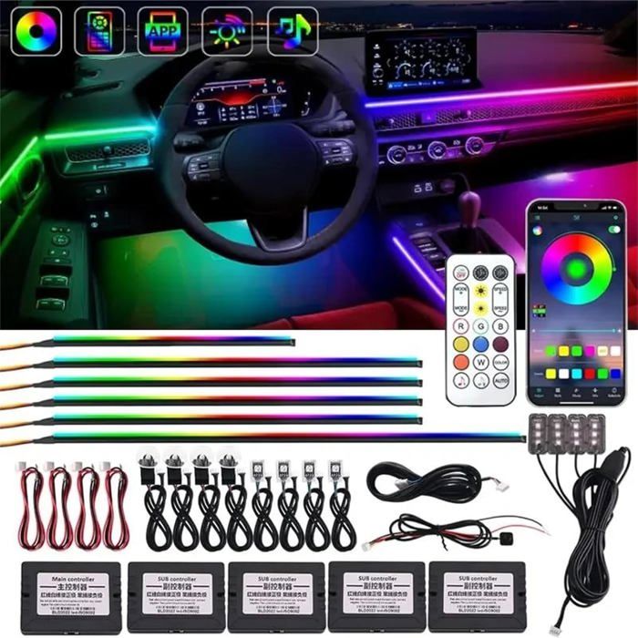 Lumières D'ambiance Intérieures De Voiture, 18 en 1 Dynamique