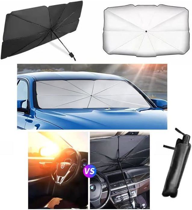 Pare Soleil Pliable pour Pare Brise de Voiture Avan Matériau réfléchissant Protection Solaire Universel