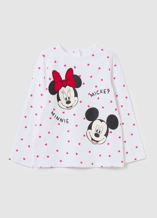 T-shirt à manches longues avec imprimé Minnie et Mickey Mouse