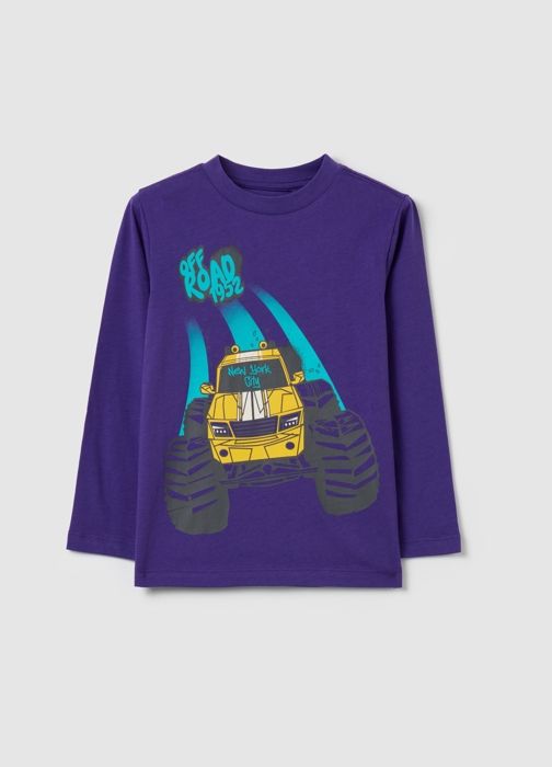 T-shirt en coton avec imprimé et manches longues