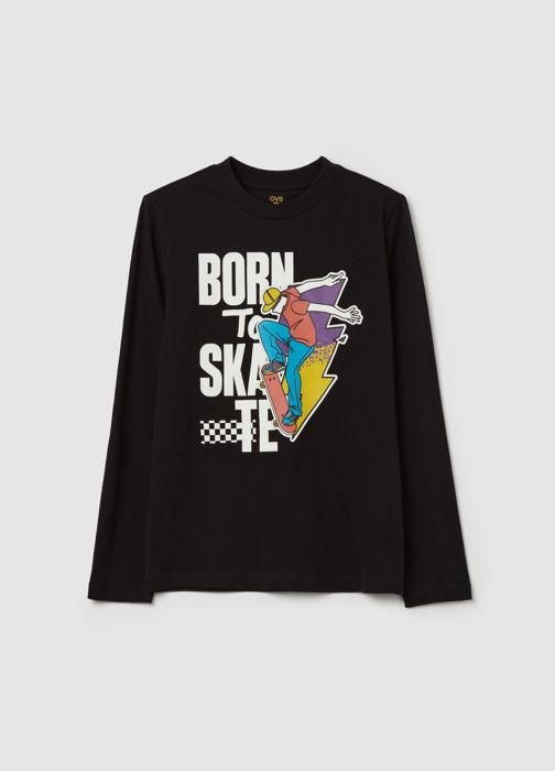 T-shirt à manches longues avec imprimé « Born to Skate »