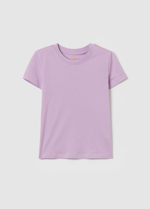 T-shirt - OVS KIDS - Uni - Coton biologique - Manches courtes - Lilas