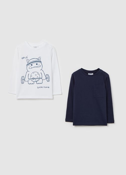 Lot de deux T-shirts à manches longues en coton
