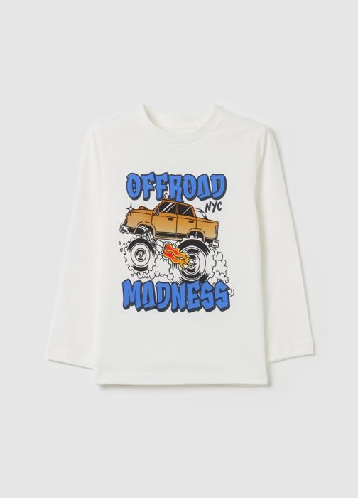T-shirt en coton avec imprimé et manches longues