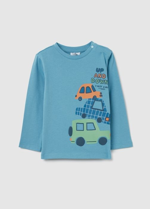 T-shirt en coton avec imprimé et manches longues