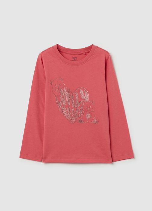 T-shirt - OVS KIDS - Lovely Bears - 100% coton - Manches longues - Rose foncé
