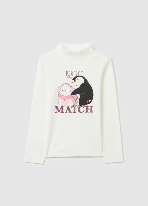T-shirt à col montant et imprimé