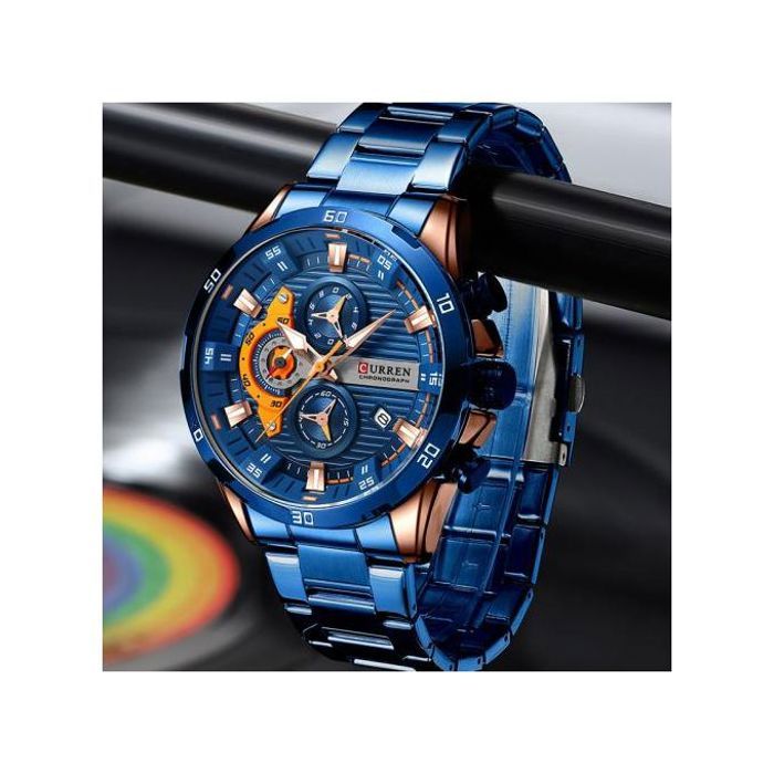 Curren - Montre Bracelet Chronographe Pour hommes - Bleu