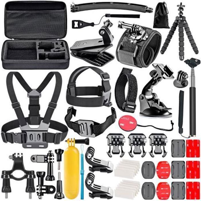 KIT ACCESSOIRE GOPRO 50 en 1 pour Caméra d'Action Compatible avec GoPro Hero 12 11 10 9 DJI OSMO 4 3 2 Insta360 X3 X2 GO