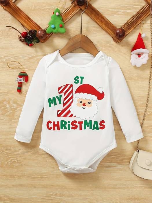 Barboteuse à Manches Longues avec Imprimé Père Noël & Lettre pour Bébés Filles - Parfaite pour Noël