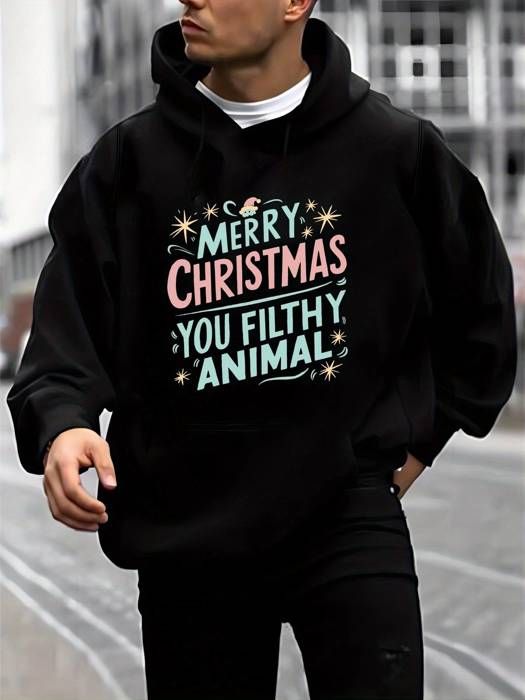 Sweat à capuche - OUTFITS AND MORE - Imprimé Joyeux Noël - Molleton Premium - Manches Longues - Confort Optimal